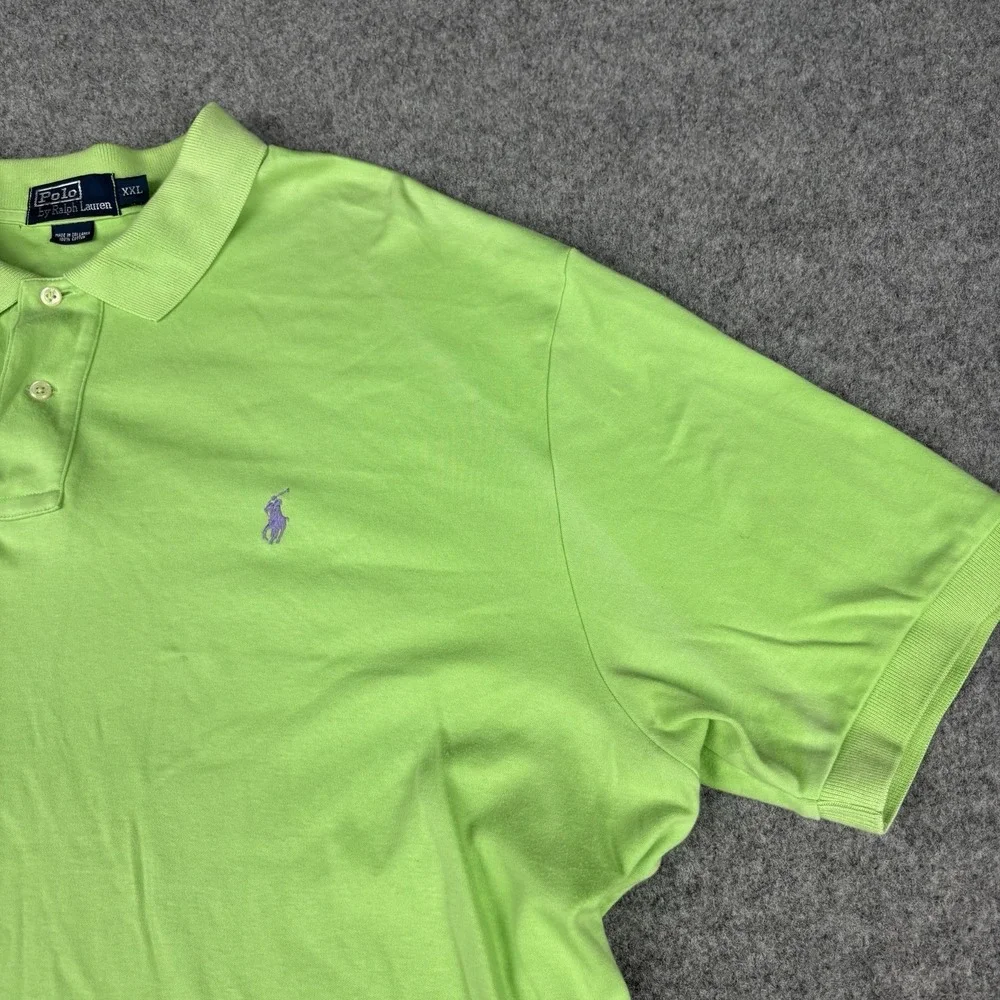 Polo Ralph Lauren Polo Shirt Mens 2XL Lime Green Short Sleeve Preppy Purple Pony
